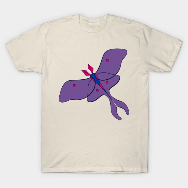 Bi Pride Moth T-Shirt by larkspurhearts